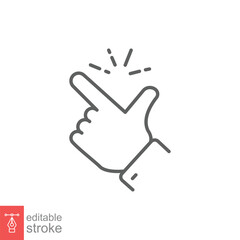 Easy icon. Simple outline style. Finger snapping, hand gesture, ok, yeah, thumb up, snap, success concept. Thin line symbol. Vector illustration isolated on white background. Editable stroke EPS 10.