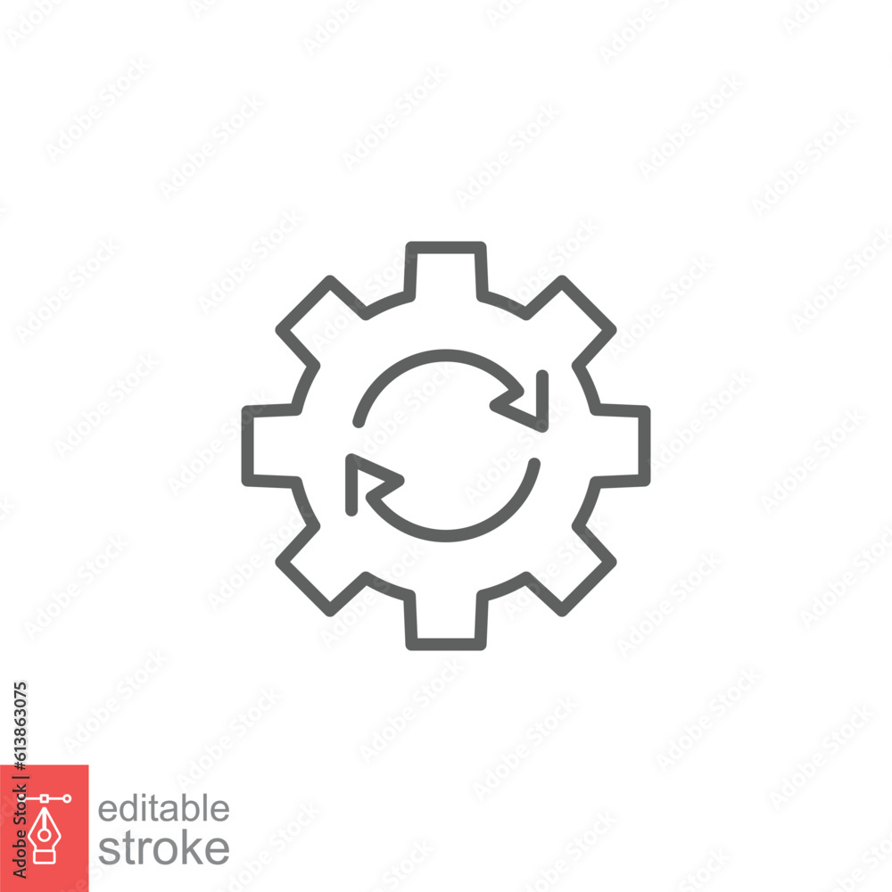 Poster system update icon. simple outline style. software update, computer data load, loop, technology conc