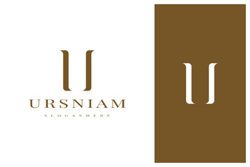 elegant simple minimal luxury serif font alphabet letter U logo design