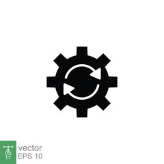 System update icon. Simple solid style. Software update, computer data information load, technology concept. Black silhouette, glyph symbol. Vector illustration isolated on white background. EPS 10.