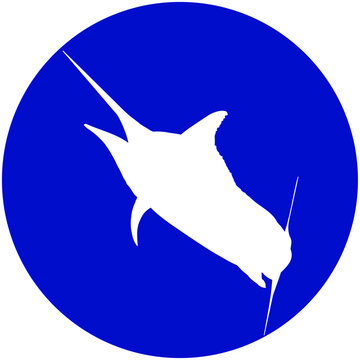 recommend clip art: White silhouette of a Black Marlin fish