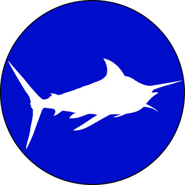 recommend clip art: White silhouette of a Blue Marlin fish
