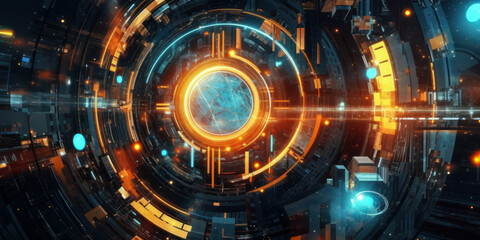 Fototapeta premium Futuristic Network: Bright Technology Abstract Background. 