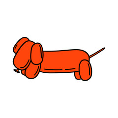 Red Cartoon Balloon Dachshund Dog