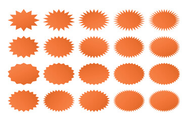 Starburst icon or quality badge, amazing color sale promo blank template set.