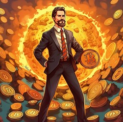 businessman and money bitcoin