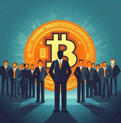 business people with question mark bitcoin