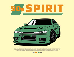 90s car vector design with text illustration graphic