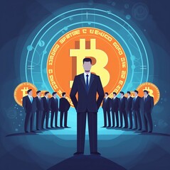 business people with question mark bitcoin