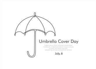 One Continuous line drawing of umbrella. line art of umbrella cover day good for umbrella cover day celebrate. line art. illustration.