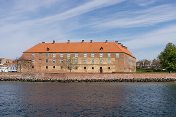 View of the historic castle of Sondersborg in Denmark from the water