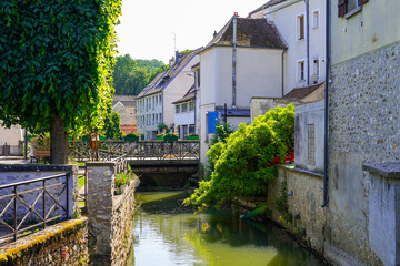 Bridge in Crécy la Chapelle, a village of the French department of Seine et Marne in Paris region...