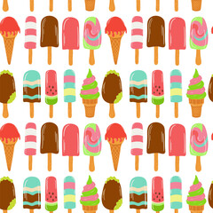 Seamless pattern of popsicle ice cream.