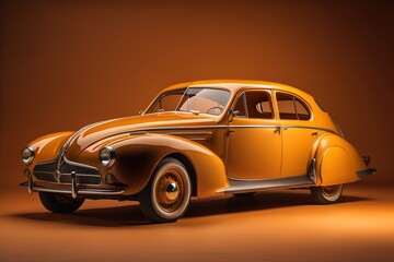 Obraz na płótnie Canvas Retro orange car on a brown background. generative ai