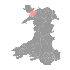 District of Arfon map, district of Wales. Vector illustration.