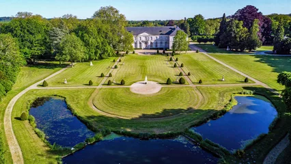 Washable Wallpaper Murals Garden Aerial view of the gardens of the Renaissance castle of Jean Aubert in the domain of the Royal Abbey of Chaalis in the French department of Oise in Picardy, North of France