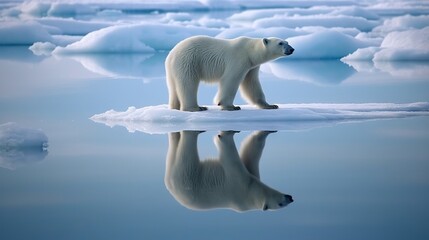 Fototapeta na wymiar a polar bear standing on top of an ice floet. generative ai