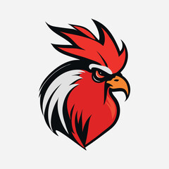 Rooster mascot sport logo design. Chicken rooster head mascot. Chicken head emblem design for eSports team. Vector illustration