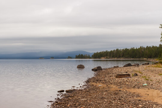 Background on the White Sea coast near Cape Ship. Amethyst Coast