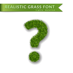 Grass symbol question mark for text, dot, alphabet 3D design. Green font isolated white background, shadow. Symbol eco nature, environment, save the planet. Detailed plant meadow Vector illustration - 613871222