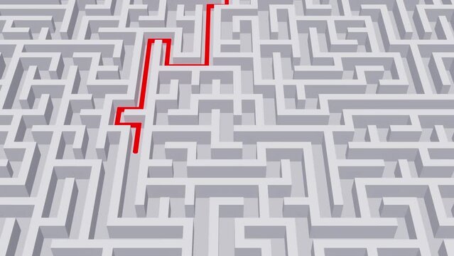 Maze solving, labyrinth, pathfinding, maze with solution, 3d