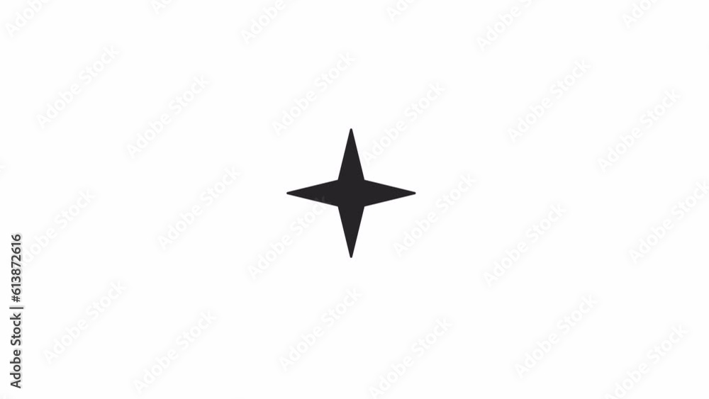 Poster animated bw twinkling star. flat outline style icon 4k video footage for web design. pulsing light i