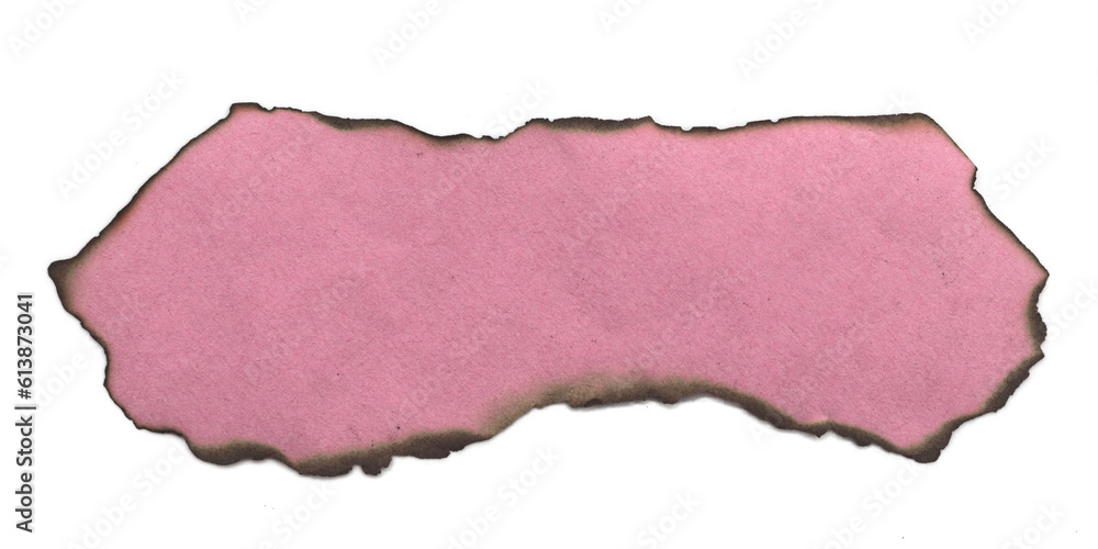 Poster pink color paper burn for text message on transparent background
