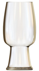 3d illustration of a transparent IPA glass isolated. Front view.