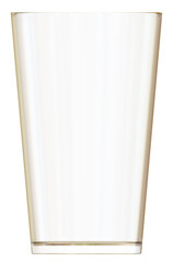 3d illustration of a transparent empty pint glass isolated. Front view.