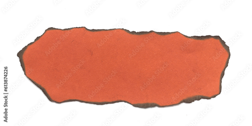 Poster orange color paper burn for text message on transparent background