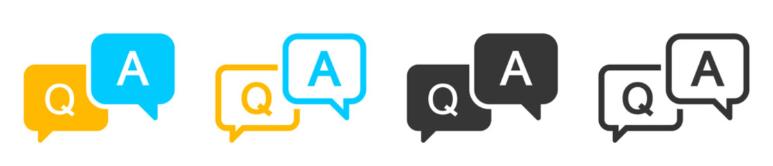 FAQ, Question and answer icon symbols. Q and A speech icons set. - obrazy, fototapety, plakaty