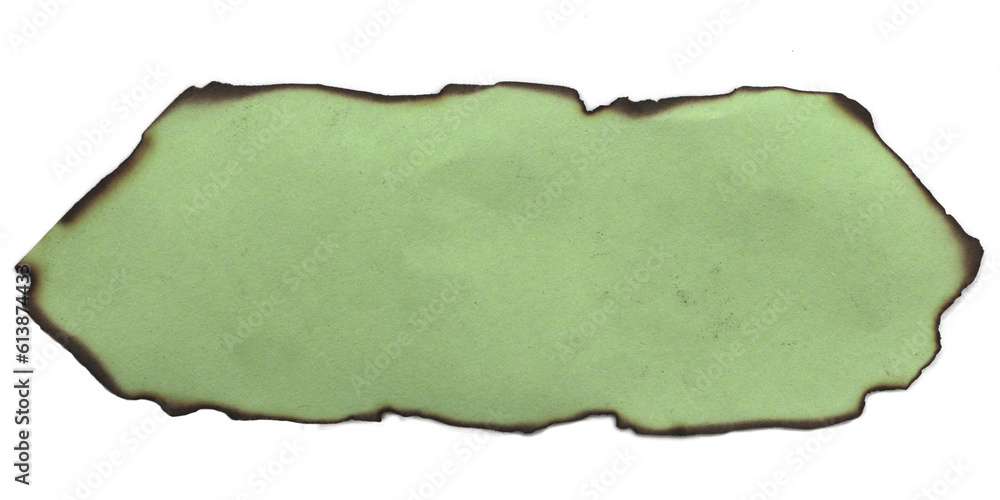 Poster light green color paper burn for text message on transparent background