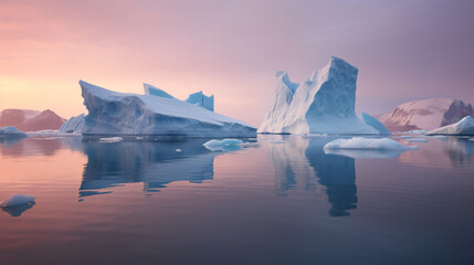 Fototapeta na wymiar Icebergs floating in the Antarctic