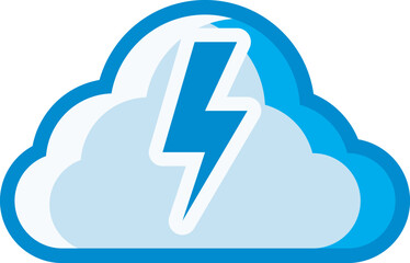 The cloud icon with the lightning symbol inside, represents the speed and efficiency of cloud computing. This design can be used as a decorative illustration with a cloud computing theme.