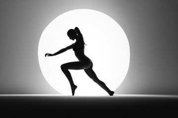 Fototapeta na wymiar logo silhouette of a sports girl on a gray background, the concept of self-care sports generative ai