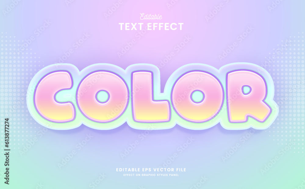 Poster decorative colorful rainbow editable text effect vector design