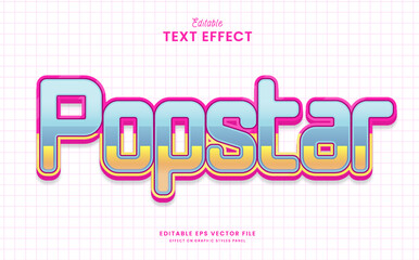 decorative popstar editable text effect vector design