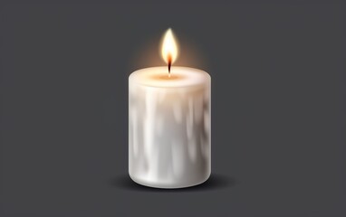 Obraz na płótnie Canvas Burning candle on grey background. AI, Generative AI
