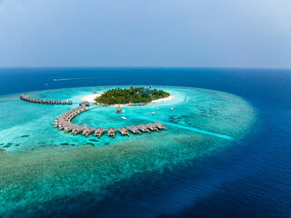 Aerial View, Maldives, North Malé Atoll, Indian Ocean, Thulhagiri Island Resort with Water...