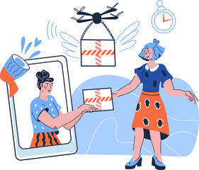 Delivery of purchases from the online store. Logistic, shipping and delivery service.