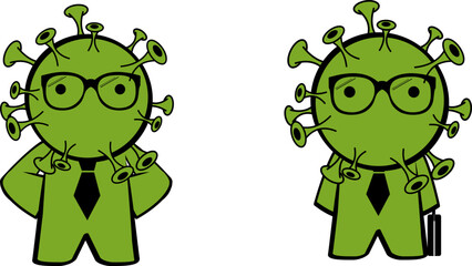 coronavirus character cartoon expressions pack colletion illustration in vector format