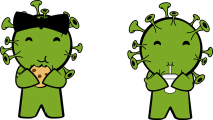 coronavirus character cartoon expressions pack colletion illustration in vector format