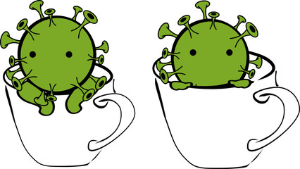 coronavirus character cartoon expressions pack colletion illustration in vector format