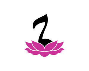 Music note on the lotus vector logo