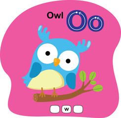Illustration Isolated Animal Alphabet Letter O-Owl