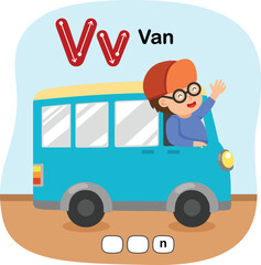 Illustration Isolated Alphabet Letter V-Van