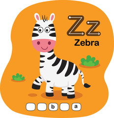 Fototapeta na wymiar Illustration Isolated Animal Alphabet Letter Z-Zebra