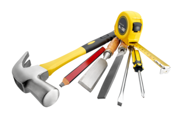 Group of carpentry tools isolated