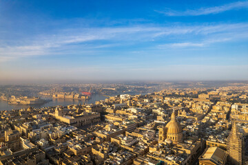 Obraz premium Aerial drone view of Valletta, Malta 2023