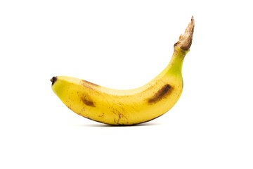 Single banana isolated on white background